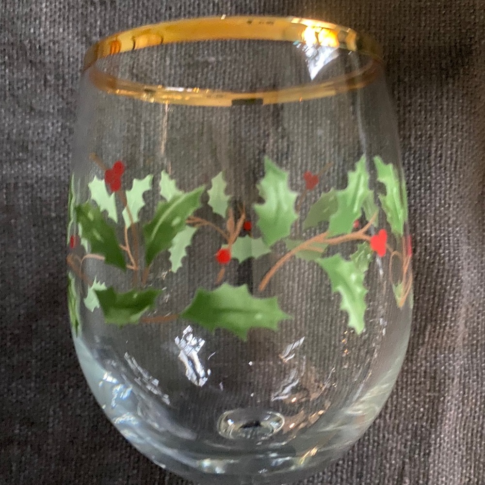 Eight Lenox Holiday Wine Glasses